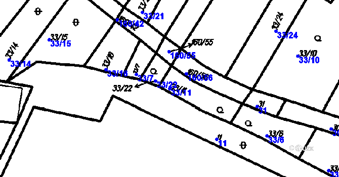 Parcela st. 33/11 v KÚ Myslovice, Katastrální mapa