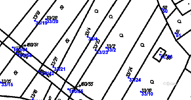 Parcela st. 33/23 v KÚ Myslovice, Katastrální mapa