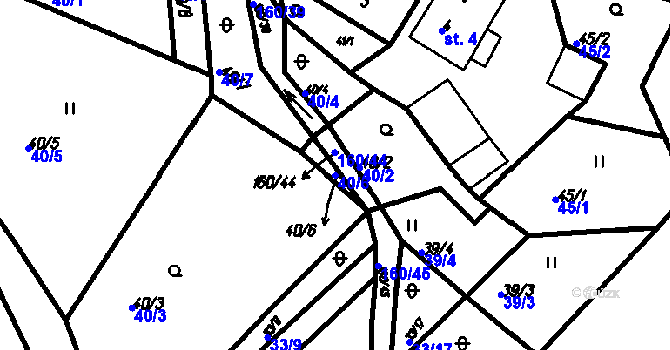 Parcela st. 40/6 v KÚ Myslovice, Katastrální mapa