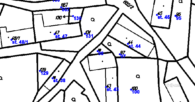 Parcela st. 98 v KÚ Myslovice, Katastrální mapa