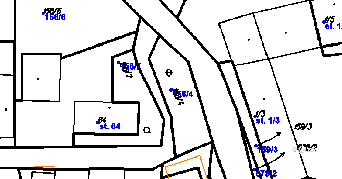 Parcela st. 158/4 v KÚ Myslovice, Katastrální mapa