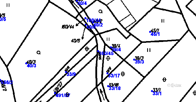 Parcela st. 160/45 v KÚ Myslovice, Katastrální mapa