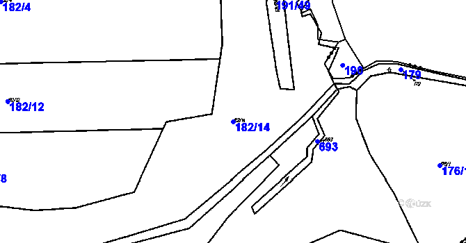 Parcela st. 182/14 v KÚ Myslovice, Katastrální mapa