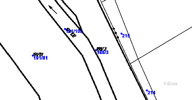 Parcela st. 188/3 v KÚ Myslovice, Katastrální mapa