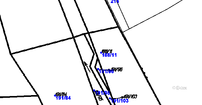 Parcela st. 188/11 v KÚ Myslovice, Katastrální mapa