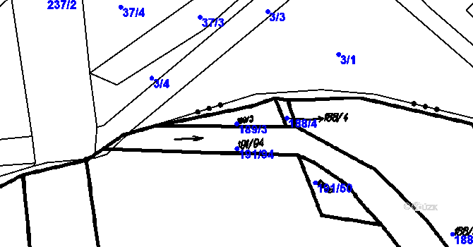 Parcela st. 189/3 v KÚ Myslovice, Katastrální mapa