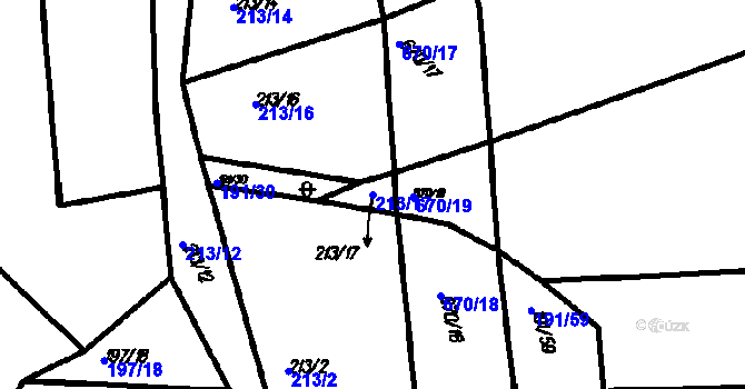 Parcela st. 213/17 v KÚ Myslovice, Katastrální mapa