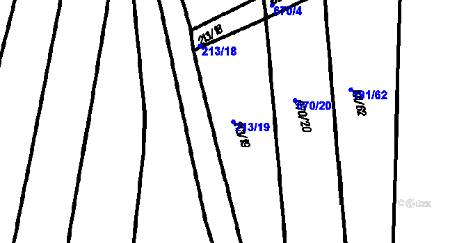 Parcela st. 213/19 v KÚ Myslovice, Katastrální mapa