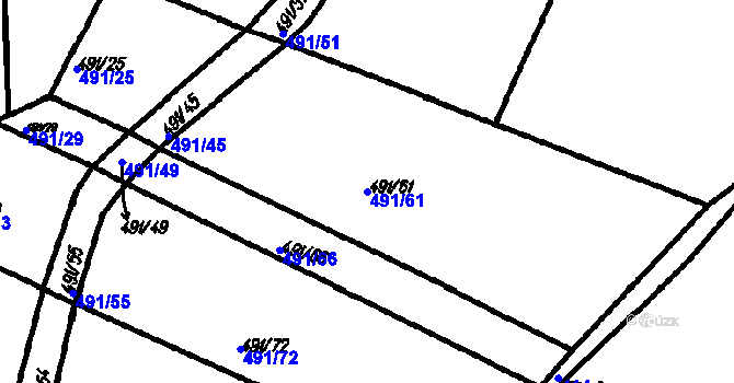 Parcela st. 491/61 v KÚ Myslovice, Katastrální mapa