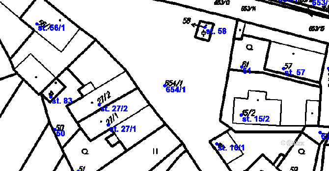 Parcela st. 654/1 v KÚ Myslovice, Katastrální mapa