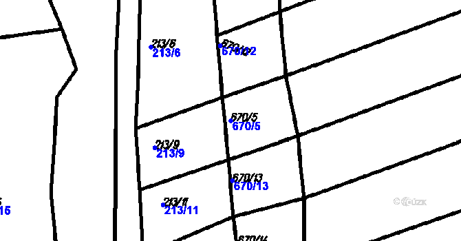 Parcela st. 670/5 v KÚ Myslovice, Katastrální mapa