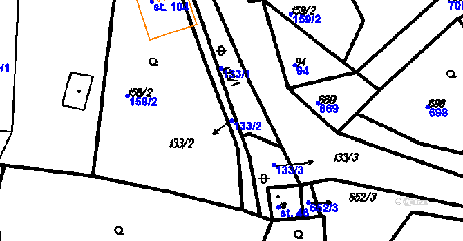 Parcela st. 133/2 v KÚ Myslovice, Katastrální mapa