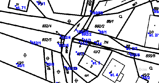 Parcela st. 41/2 v KÚ Myslovice, Katastrální mapa
