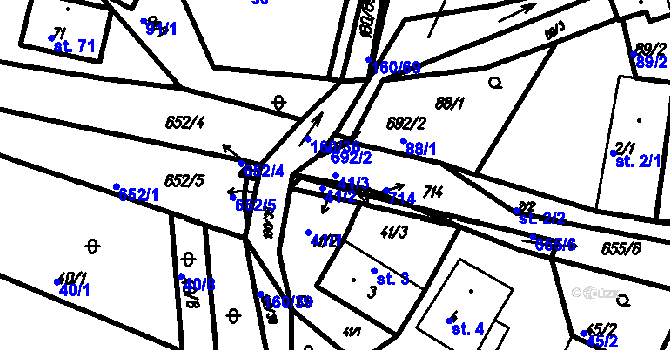 Parcela st. 41/3 v KÚ Myslovice, Katastrální mapa