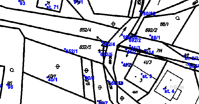 Parcela st. 652/5 v KÚ Myslovice, Katastrální mapa
