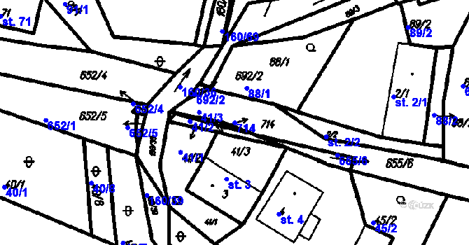 Parcela st. 714 v KÚ Myslovice, Katastrální mapa
