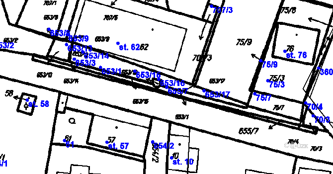 Parcela st. 655/7 v KÚ Myslovice, Katastrální mapa