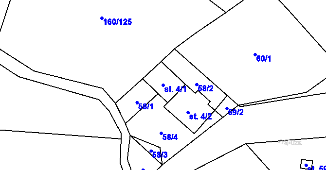 Parcela st. 4/1 v KÚ Pečetín, Katastrální mapa