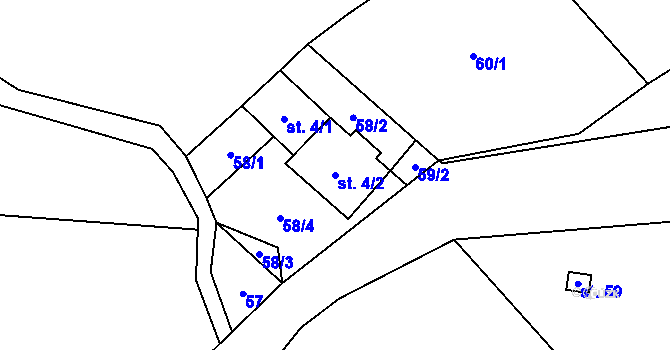 Parcela st. 4/2 v KÚ Pečetín, Katastrální mapa