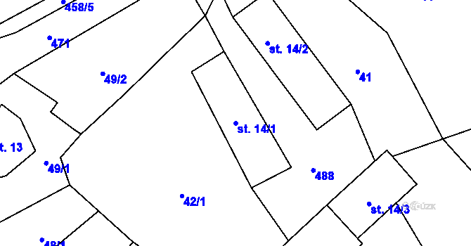 Parcela st. 14/1 v KÚ Pečetín, Katastrální mapa