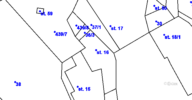 Parcela st. 16 v KÚ Pečetín, Katastrální mapa