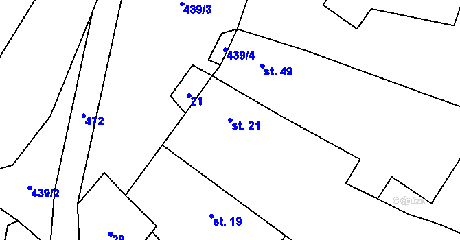 Parcela st. 21 v KÚ Pečetín, Katastrální mapa