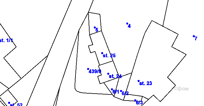 Parcela st. 25 v KÚ Pečetín, Katastrální mapa