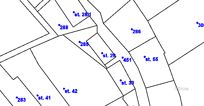 Parcela st. 29 v KÚ Pečetín, Katastrální mapa