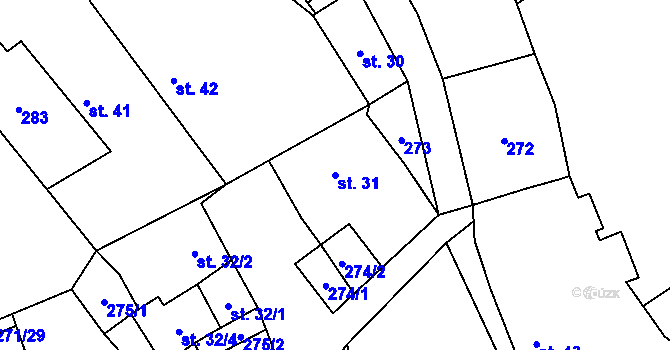 Parcela st. 31 v KÚ Pečetín, Katastrální mapa