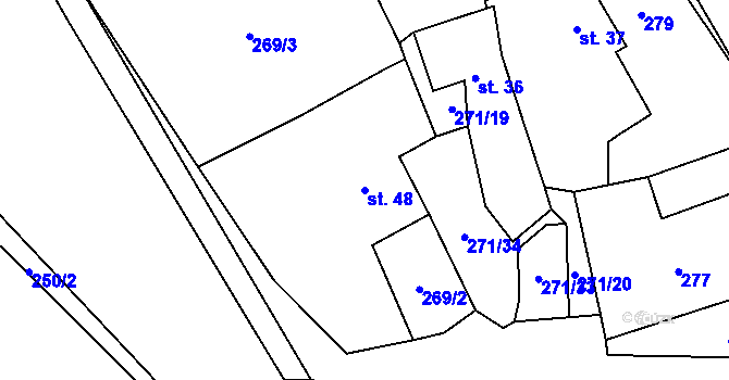 Parcela st. 48 v KÚ Pečetín, Katastrální mapa