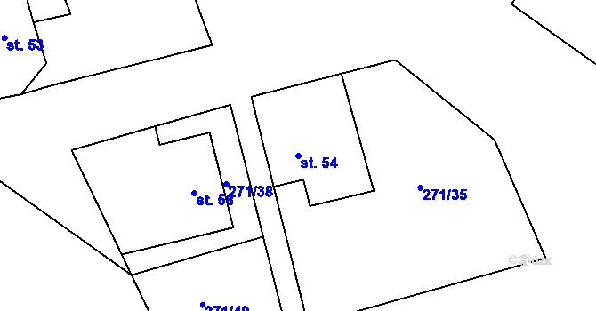 Parcela st. 54 v KÚ Pečetín, Katastrální mapa