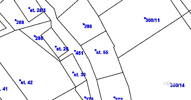 Parcela st. 55 v KÚ Pečetín, Katastrální mapa