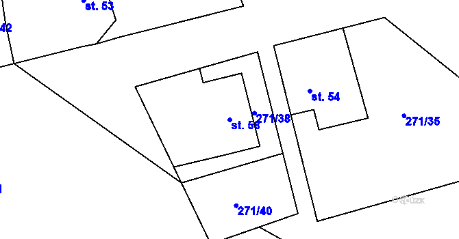 Parcela st. 58 v KÚ Pečetín, Katastrální mapa