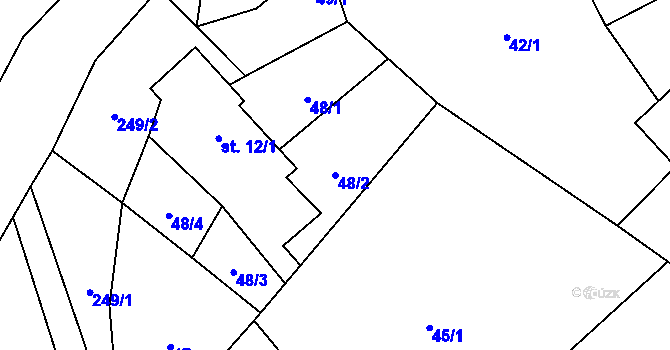 Parcela st. 48/2 v KÚ Pečetín, Katastrální mapa