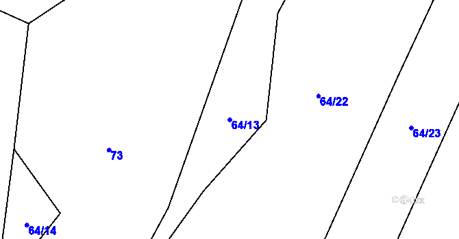 Parcela st. 64/13 v KÚ Pečetín, Katastrální mapa