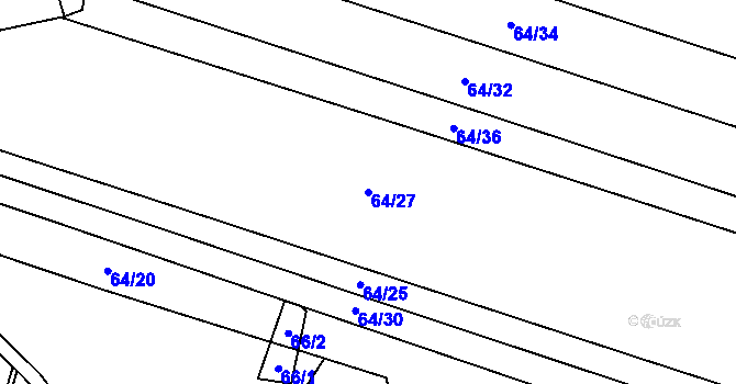 Parcela st. 64/27 v KÚ Pečetín, Katastrální mapa