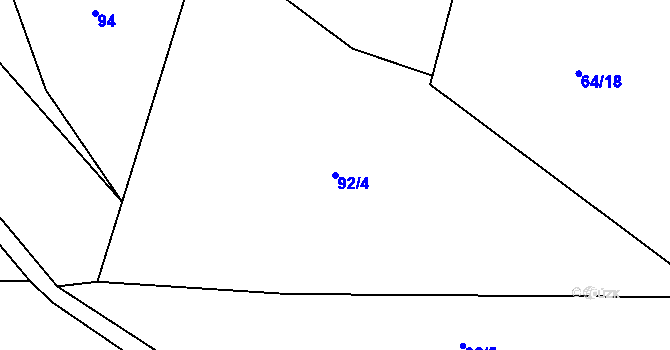 Parcela st. 92/4 v KÚ Pečetín, Katastrální mapa