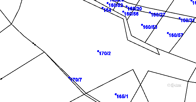 Parcela st. 170/2 v KÚ Pečetín, Katastrální mapa