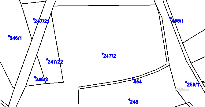 Parcela st. 247/2 v KÚ Pečetín, Katastrální mapa