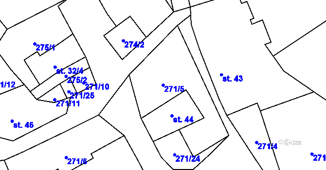 Parcela st. 271/5 v KÚ Pečetín, Katastrální mapa