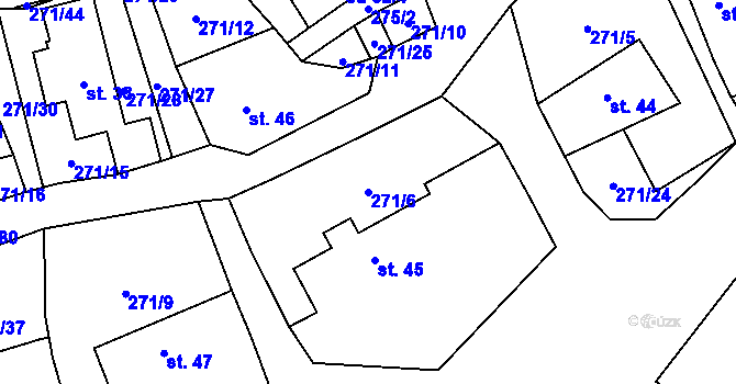 Parcela st. 271/6 v KÚ Pečetín, Katastrální mapa