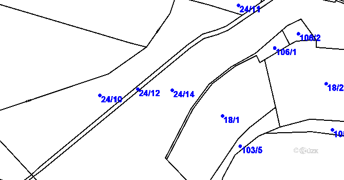 Parcela st. 24/14 v KÚ Újezdec u Měcholup, Katastrální mapa