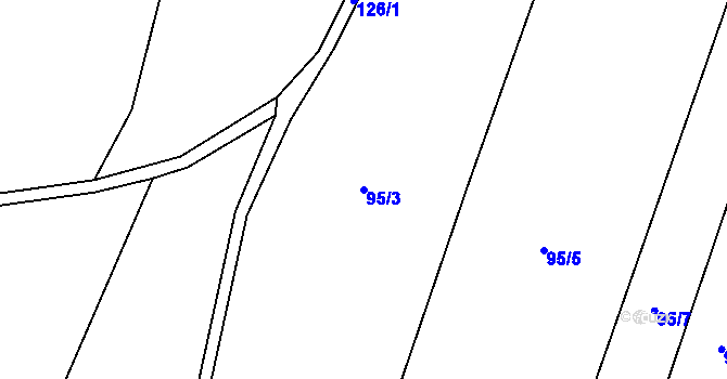 Parcela st. 95/3 v KÚ Újezdec u Měcholup, Katastrální mapa