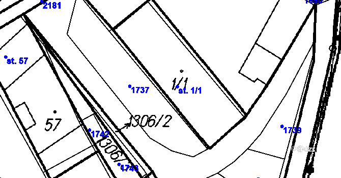 Parcela st. 1/1 v KÚ Maletice, Katastrální mapa