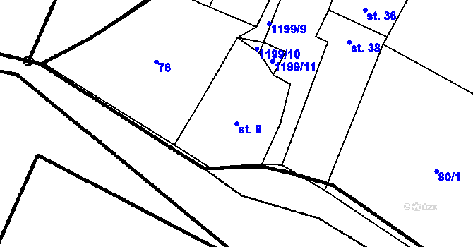 Parcela st. 8 v KÚ Maletice, Katastrální mapa
