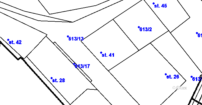 Parcela st. 41 v KÚ Maletice, Katastrální mapa