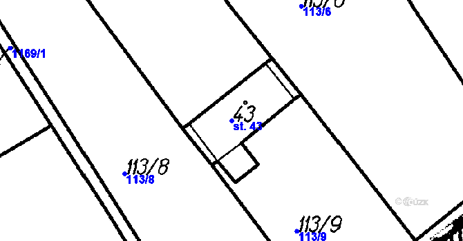 Parcela st. 43 v KÚ Maletice, Katastrální mapa