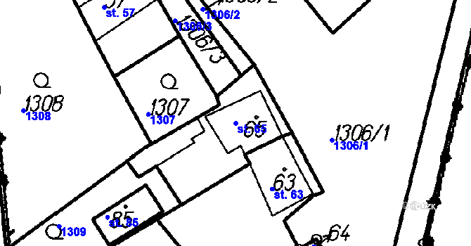 Parcela st. 65 v KÚ Maletice, Katastrální mapa