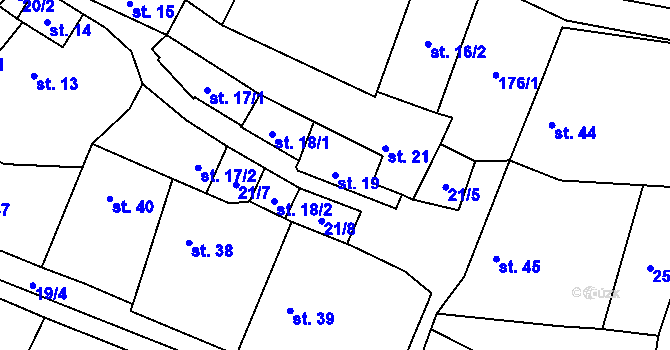 Parcela st. 19 v KÚ Myšenec, Katastrální mapa