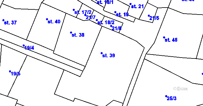 Parcela st. 39 v KÚ Myšenec, Katastrální mapa